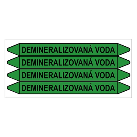 Značení potrubí, demineralizovaná voda,4 ks, 250 × 26 mm